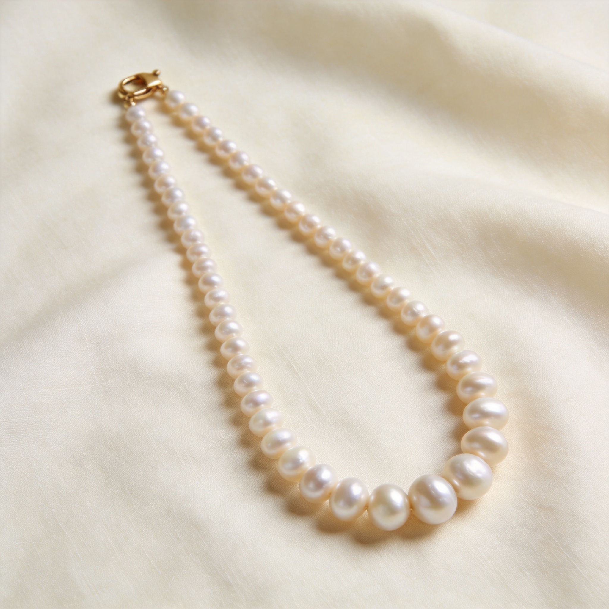 The Sérénade graduated Akoya pearl necklace with a gold clasp