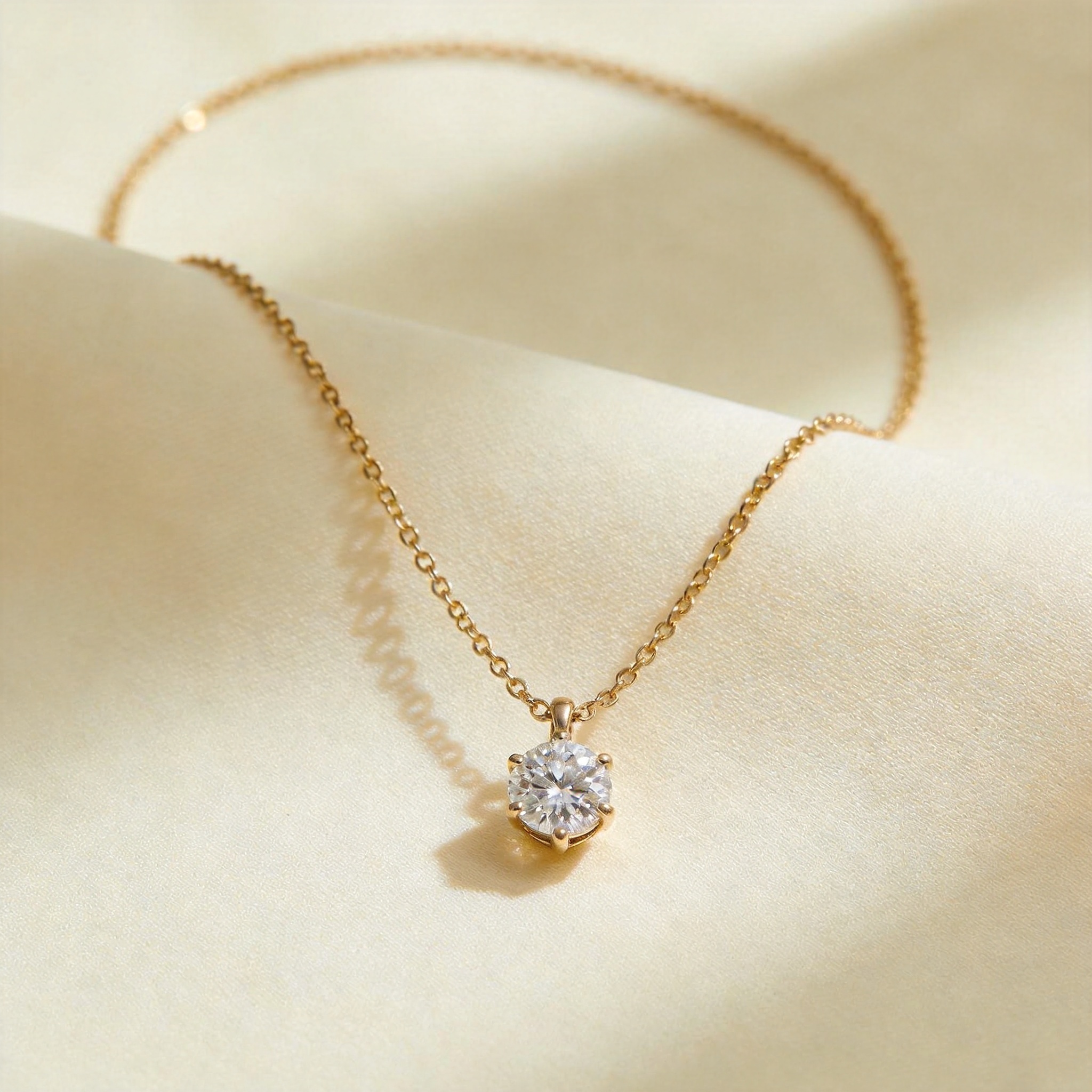 The Étoile solitaire diamond pendant necklace on an 18k gold chain